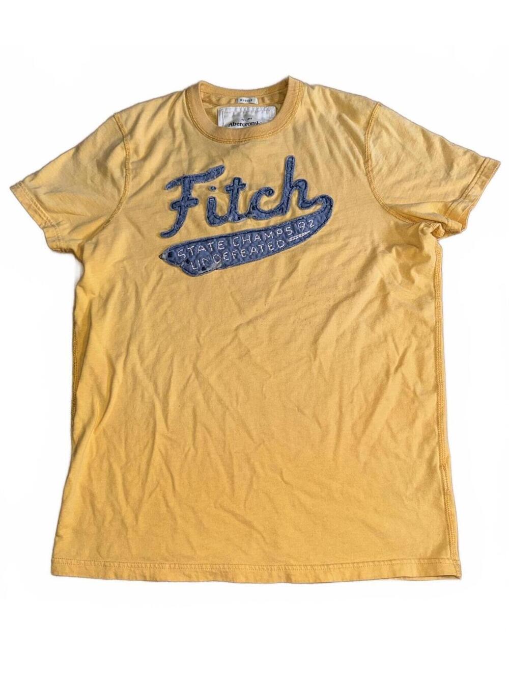 Vintage Y2K Abercrombie & Fitch Yellow Muscle Fit T-Shirt L